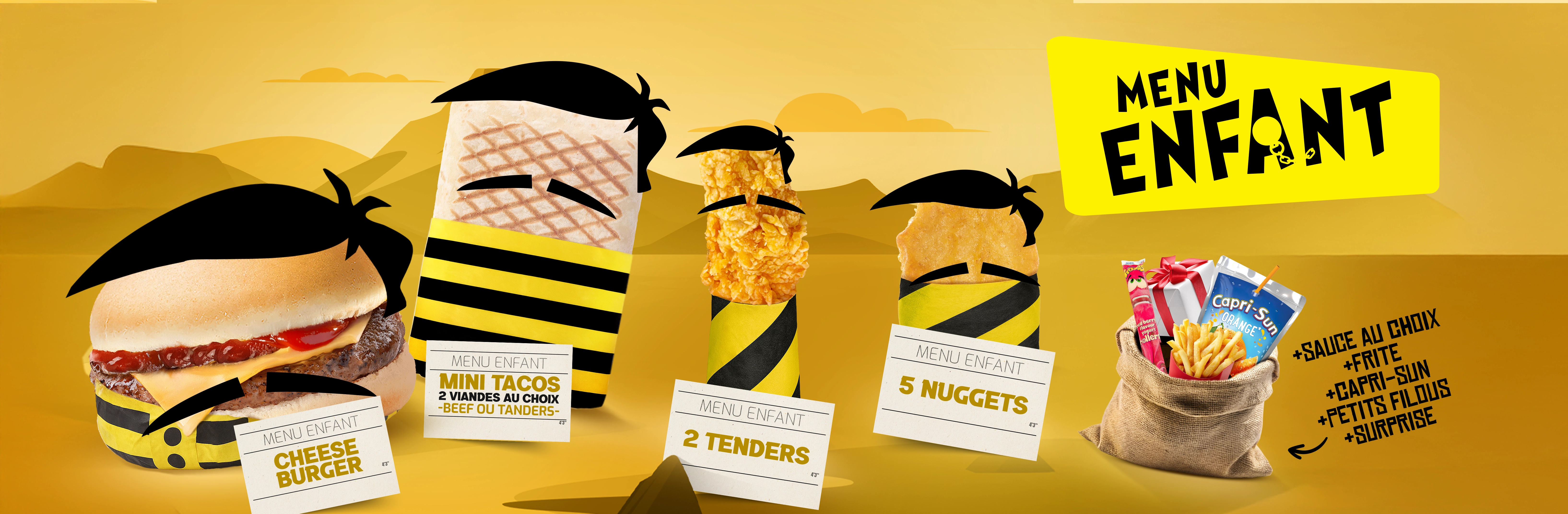 Menu enfant presenter comme les daltons